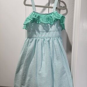 Charming Green and White Kids Dress